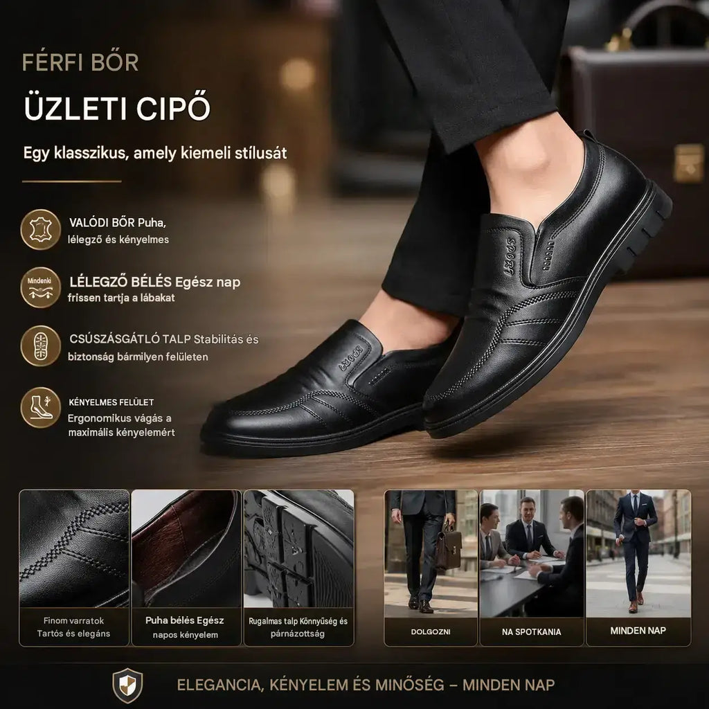 【Időkorlátos akció!】🔥【39-44】👞 Valódi bőr férfi üzleti cipő, puha és kényelmes talppal, különféle alkalmakra alkalmas.
