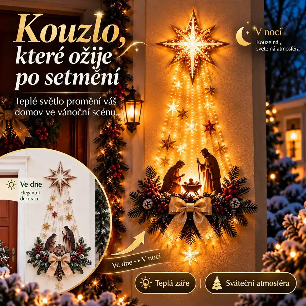【Időszakos akció!】💡✨Világító falidísz karácsonyi jelenettel