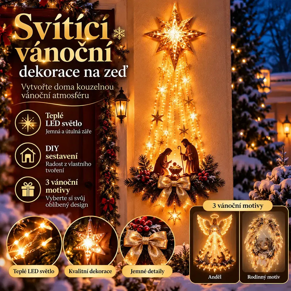 【Időszakos akció!】💡✨Világító falidísz karácsonyi jelenettel