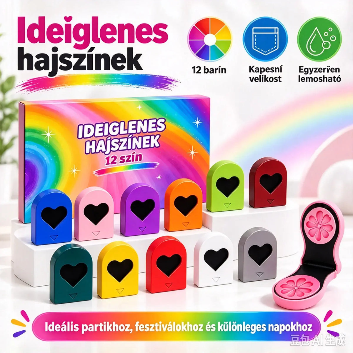 🌈🪮 Kompakt púderes hajfesték 12 árnyalatban a gyors hajfestéshez