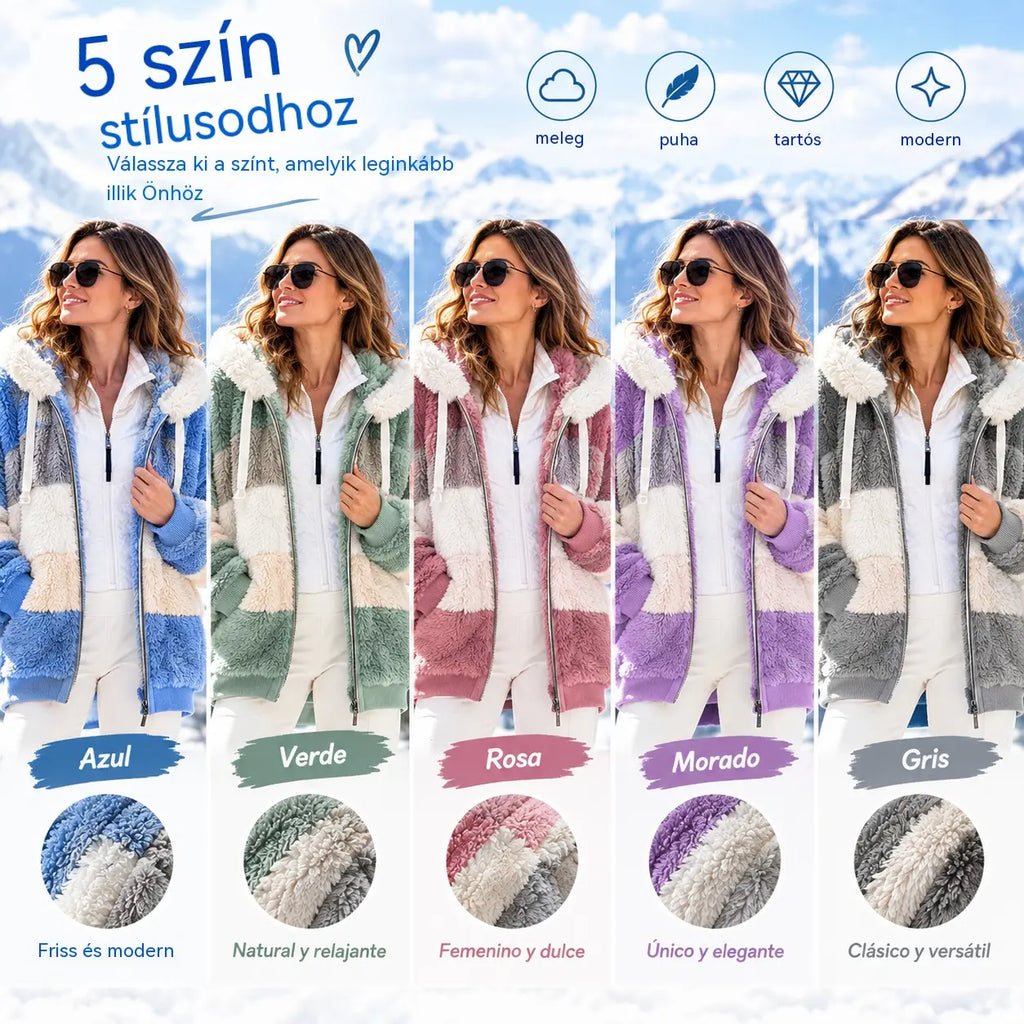 ⭐☃️Korlátozott ajánlat, 50% kedvezmény❄️【S-5XL】Új, 2026-os női télikabát – vastag, plüsscsíkos