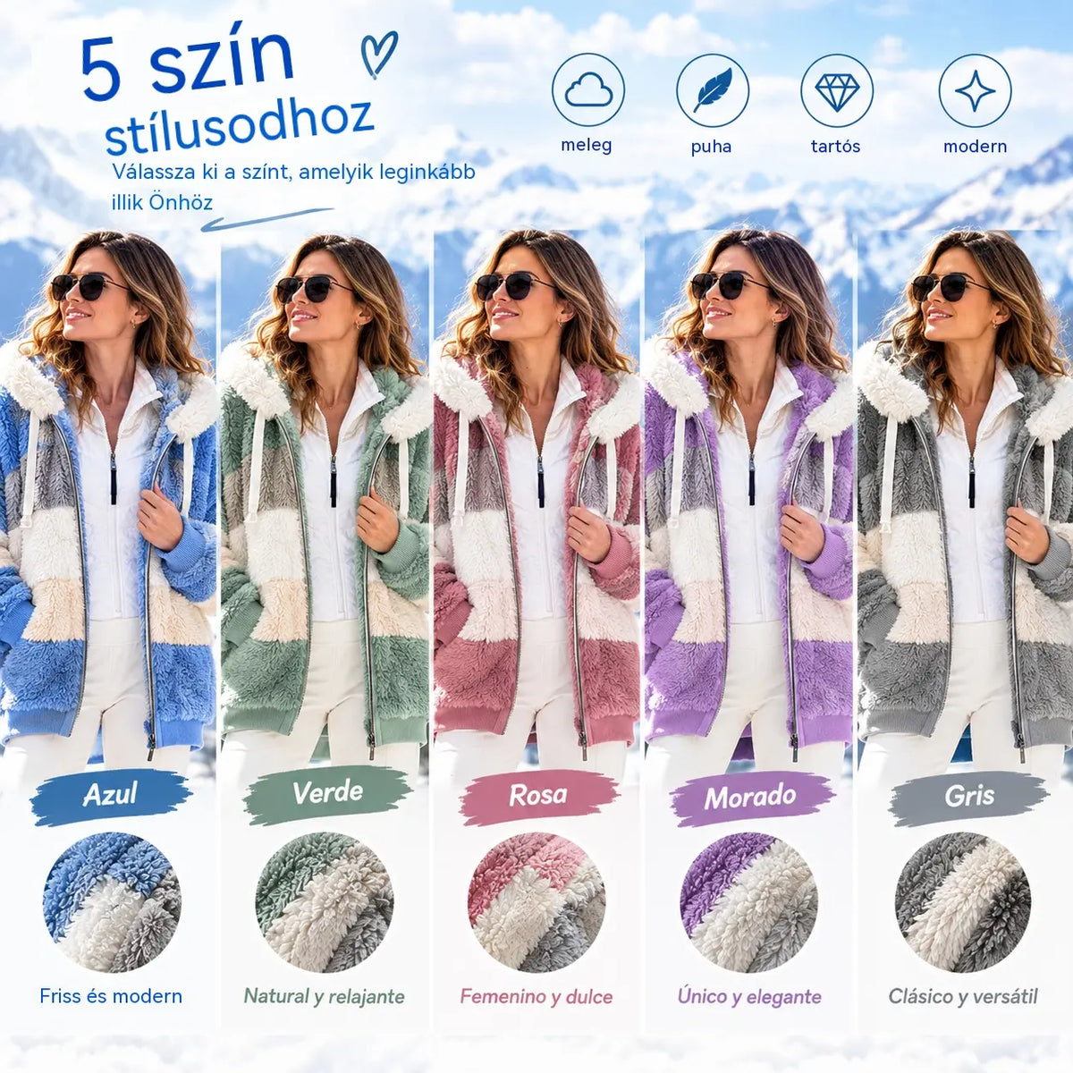 ⭐☃️Korlátozott ajánlat, 50% kedvezmény❄️【S-5XL】Új, 2026-os női télikabát – vastag, plüsscsíkos