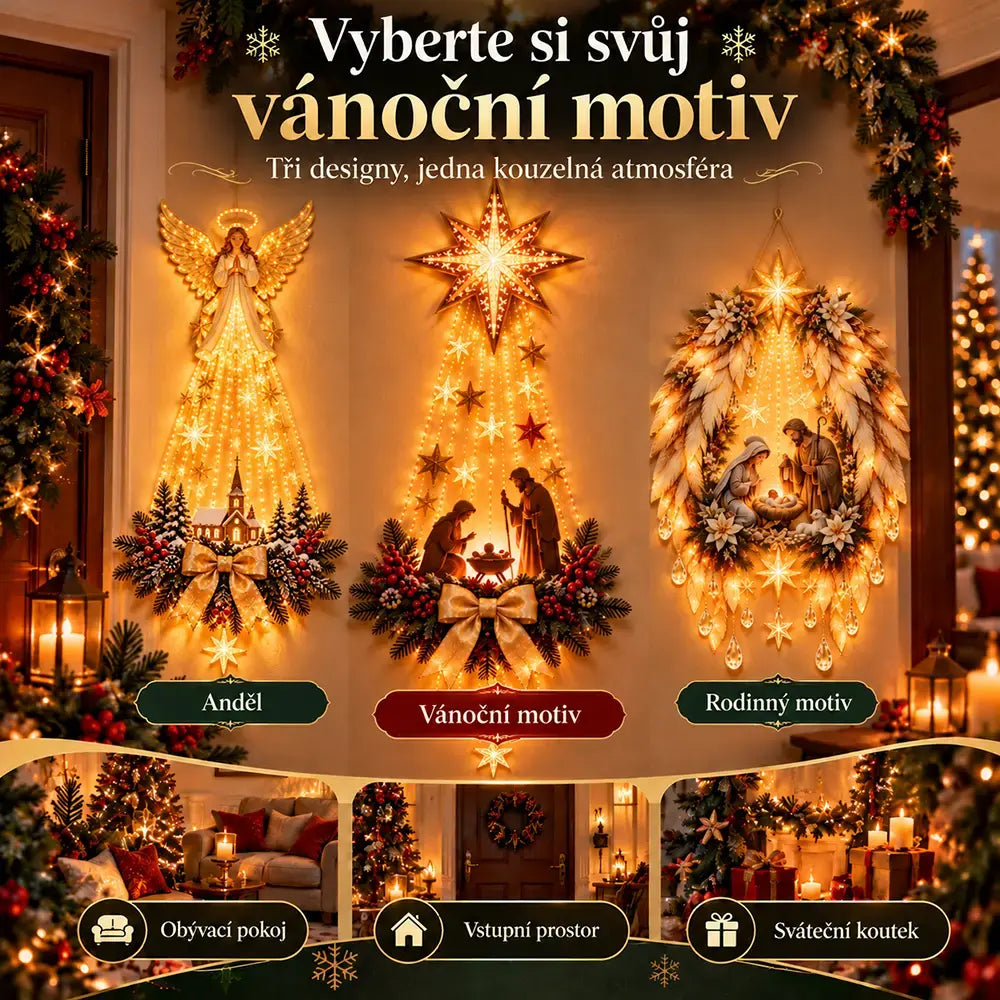【Időszakos akció!】💡✨Világító falidísz karácsonyi jelenettel