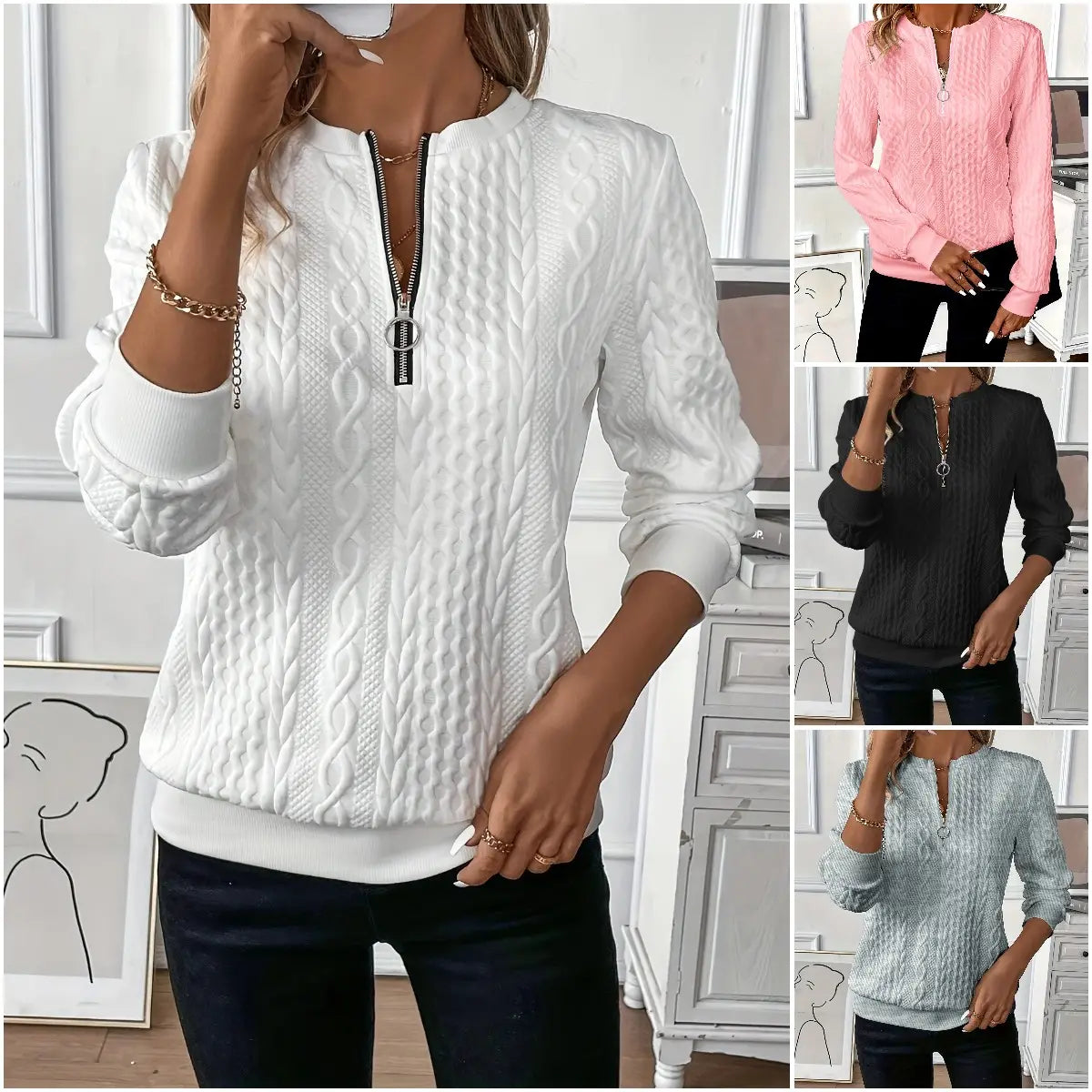 🎀🎀【S-2XL】 Nowy jesienny i zimowy sweter damski zapinany na zamek