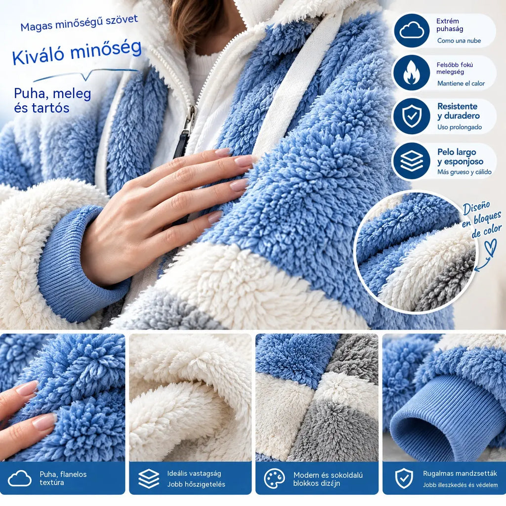 ⭐☃️Korlátozott ajánlat, 50% kedvezmény❄️【S-5XL】Új, 2026-os női télikabát – vastag, plüsscsíkos