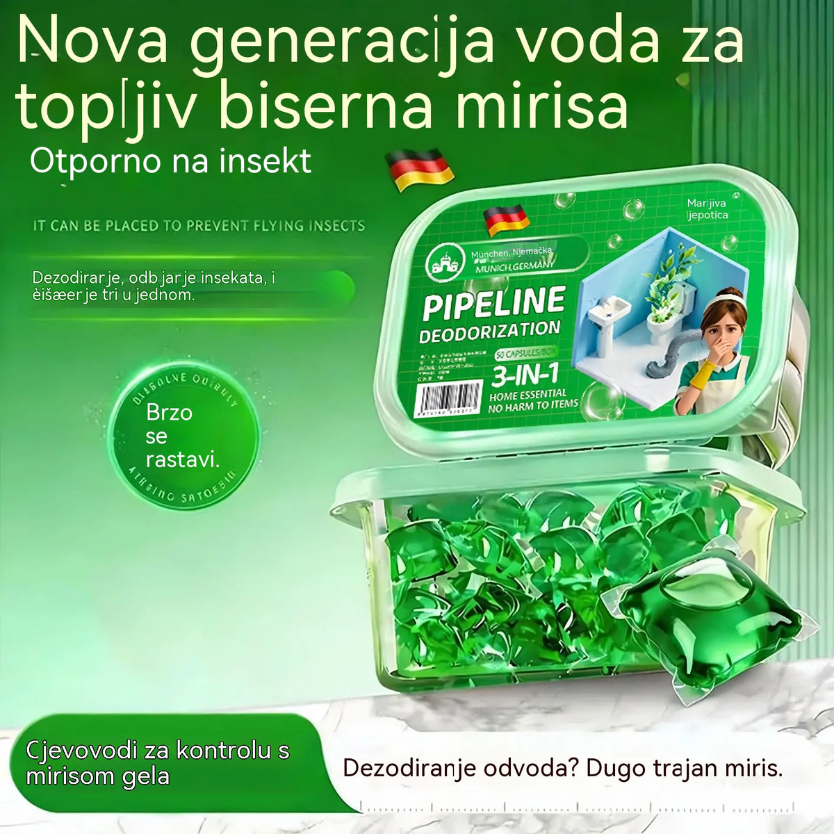 【Vásárolj 1-et, és 2-t kapsz ajándékba!!】Bioenzimes kapszulák a kellemetlen szagok megszüntetésére a lefolyóból