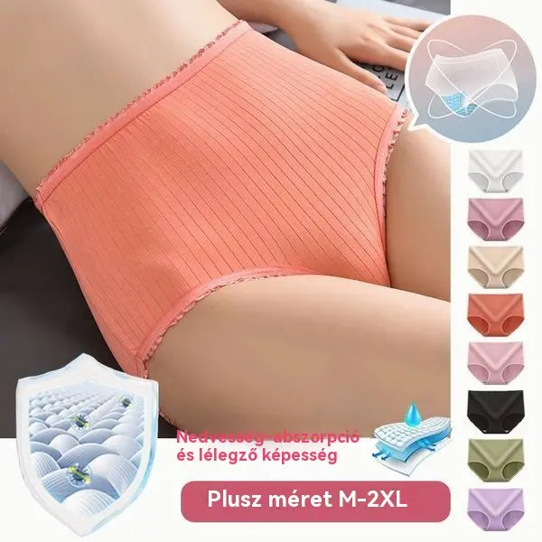 🔥【8 darabos csomag】🩲Újonnan fejlesztett, vízálló, antibakteriális, lélegző, magas derekú női alsónemű