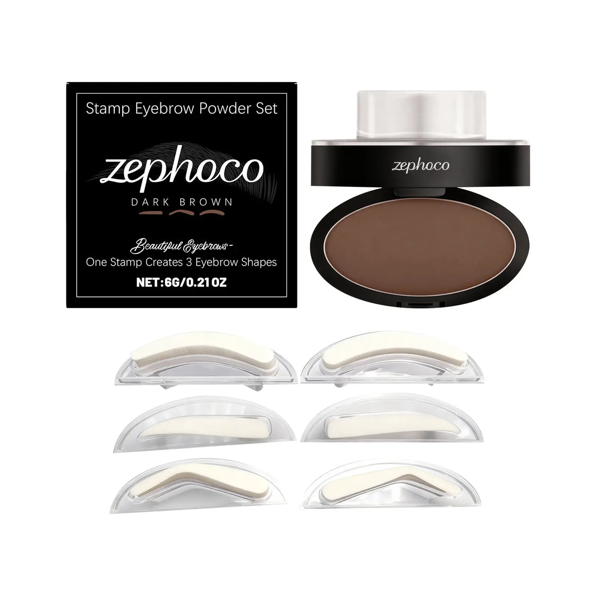 【CSAK MOST! 50% KEDVEZMÉNY!】💆‍♀️Szemöldökpúder és bélyegző készlet💖három pár szemöldök alakú bélyegzőt tartalmaz.