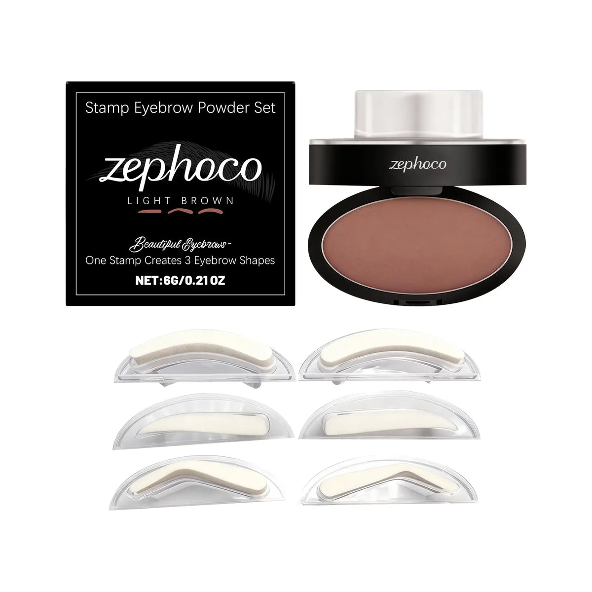 【CSAK MOST! 50% KEDVEZMÉNY!】💆‍♀️Szemöldökpúder és bélyegző készlet💖három pár szemöldök alakú bélyegzőt tartalmaz.