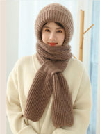 🔥【Sapka + Sál】🔥🐏 Kiváló minőségű, kényelmes, puha és szélálló, kapucnis sál beépített fülvédővel.