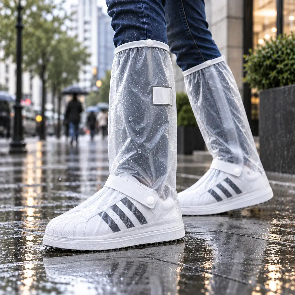 ☔ 【Időszakos 50%-os kedvezmény!】Maximális védelem az eső ellen! Magas szárú, vízálló cipővédő huzatok (40 cm magas)! Vastag, csúszásmentes talp · Strapabíró PVC · Fekete és átlátszó színben kapható!