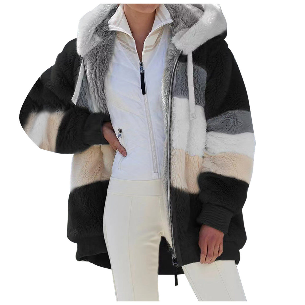 ⭐☃️Korlátozott ajánlat, 50% kedvezmény❄️【S-5XL】Új, 2026-os női télikabát – vastag, plüsscsíkos