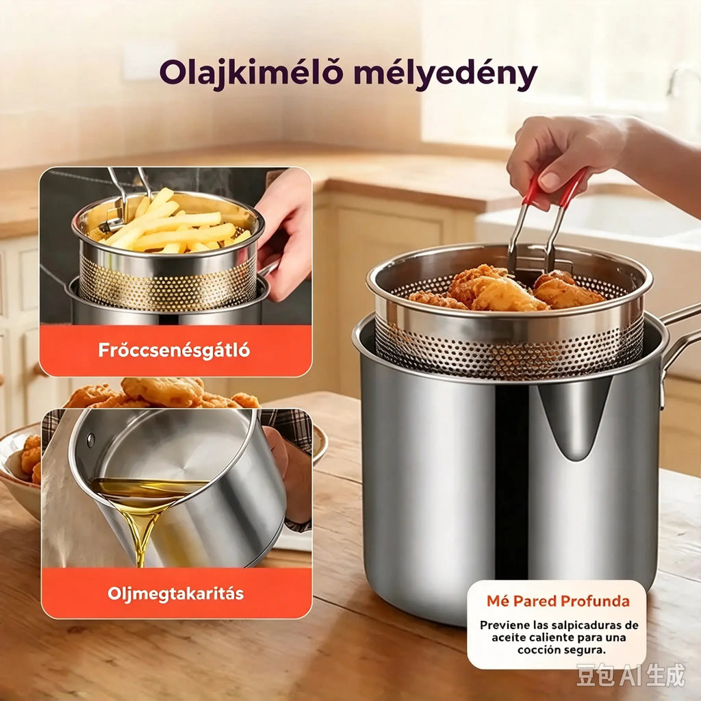🔥【Időszakos 50% kedvezmény】🎁 Többfunkciós, 304-es rozsdamentes acélból készült fritőz