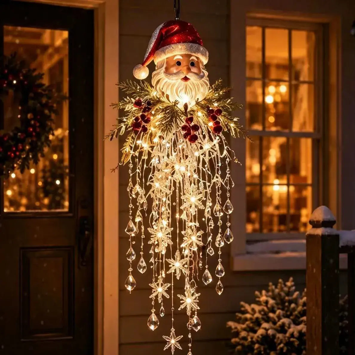 🔥50% KEDVEZMÉNY 🎅 Függeszthető karácsonyi hópehely és kristály LED-fény | Varázslatos fény a verandára ✨