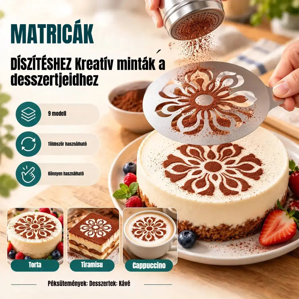 【50% kedvezmény!】☕【9 tétel 8400 Ft】 Rozsdamentes acél sablon kávé-latte art készítéséhez