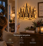 【Időszakos féláras ajánlat!】🎄🕯️ Erdőmotívummal és vintage ihletésű, megvilágított fém fali dekoráció 🌙