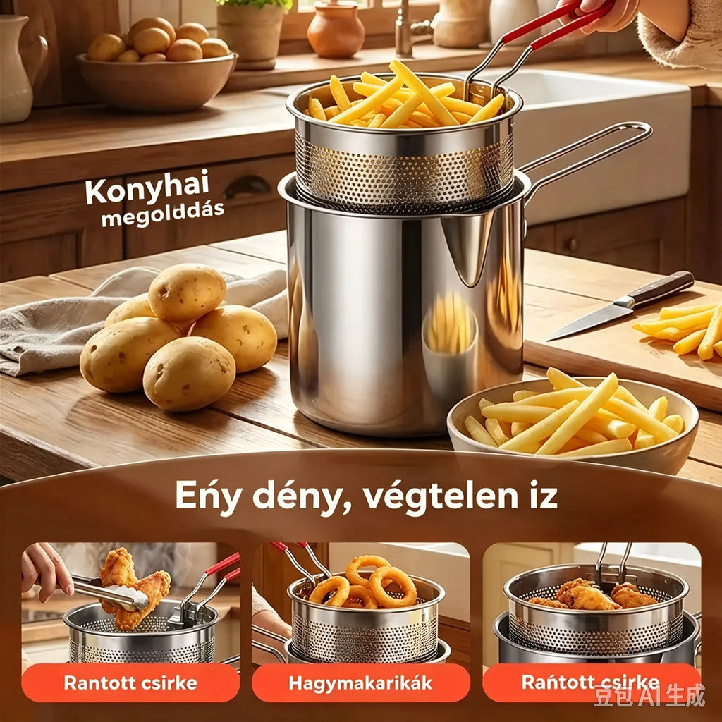 🔥【Időszakos 50% kedvezmény】🎁 Többfunkciós, 304-es rozsdamentes acélból készült fritőz