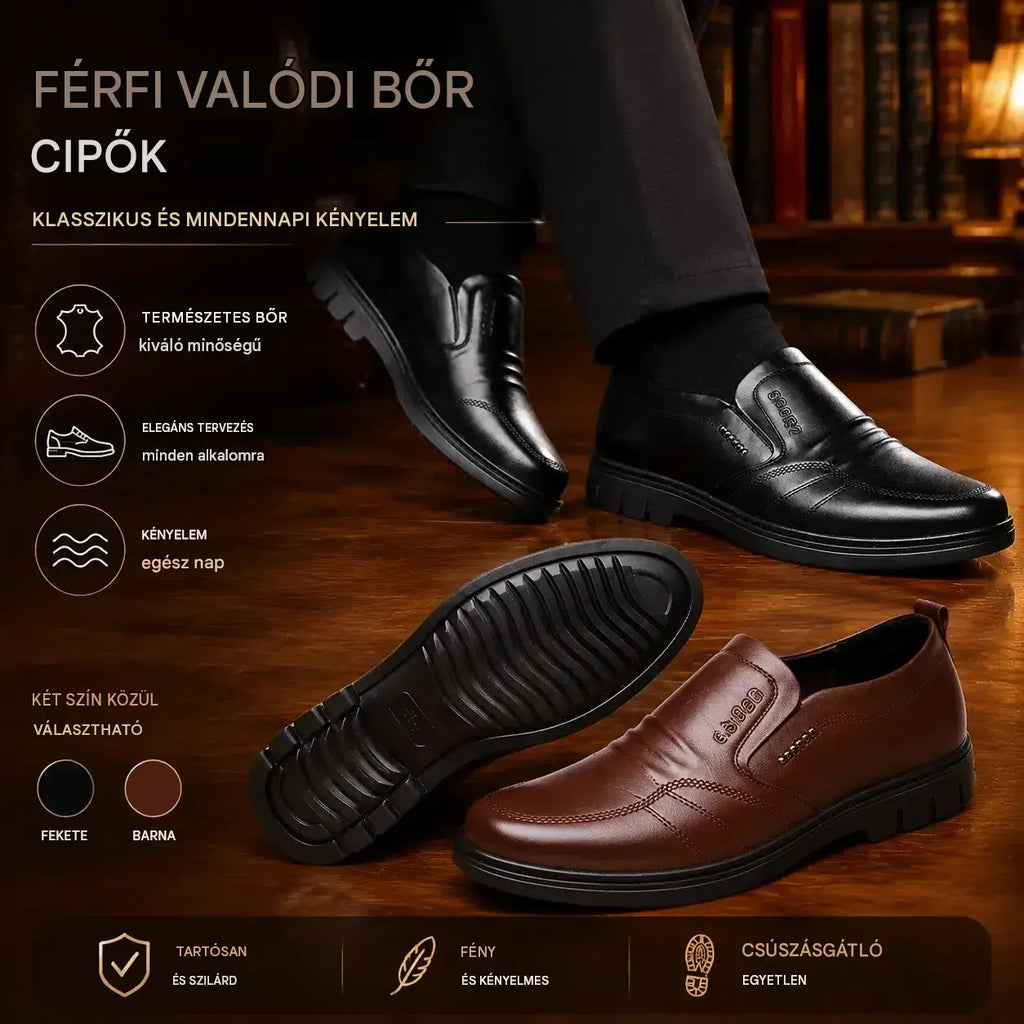 【Időkorlátos akció!】🔥【39-44】👞 Valódi bőr férfi üzleti cipő, puha és kényelmes talppal, különféle alkalmakra alkalmas.