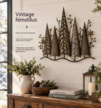 【Időszakos féláras ajánlat!】🎄🕯️ Erdőmotívummal és vintage ihletésű, megvilágított fém fali dekoráció 🌙