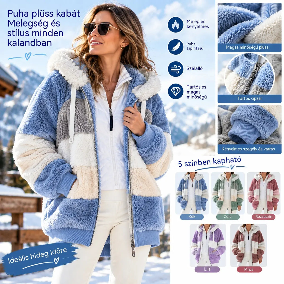 ⭐☃️Korlátozott ajánlat, 50% kedvezmény❄️【S-5XL】Új, 2026-os női télikabát – vastag, plüsscsíkos