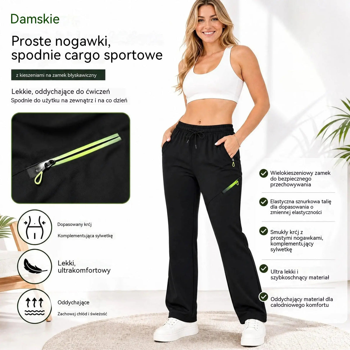 ⏳ Korlátozott ideig érvényes ajánlat 🔥 Női egyenes szabású cargo nadrág - Rugalmas derékpánt; tökéletes munkába, utazáshoz és mindennapi viseletre 👖✨